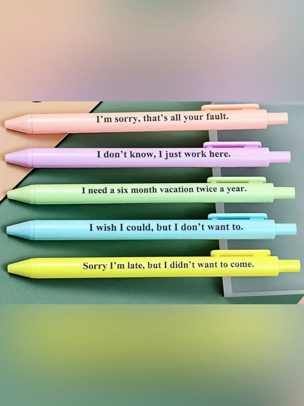 Pastel Humor Pen Set - Ballpoint Pens (5-Pack)